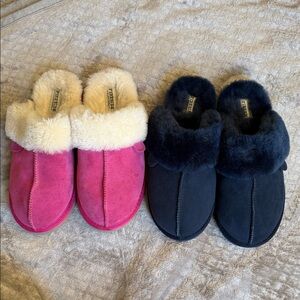 Shearling-Lined woman’s Slippers - Pink and Black